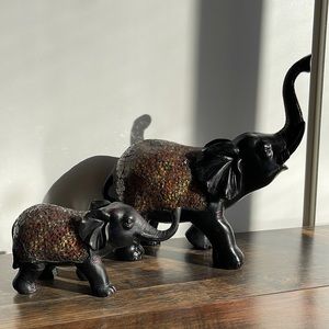 Two decorative elephants.